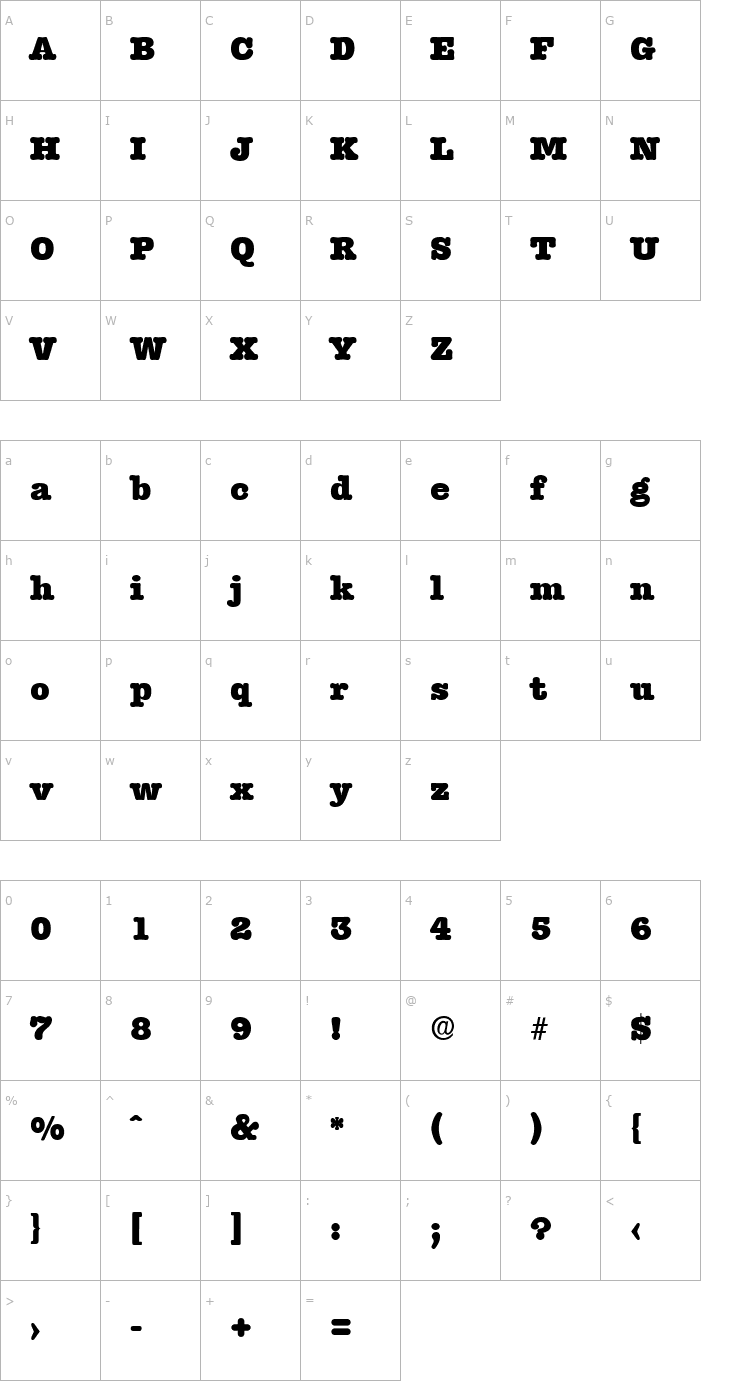 Character Map ThorBecker-Heavy Font