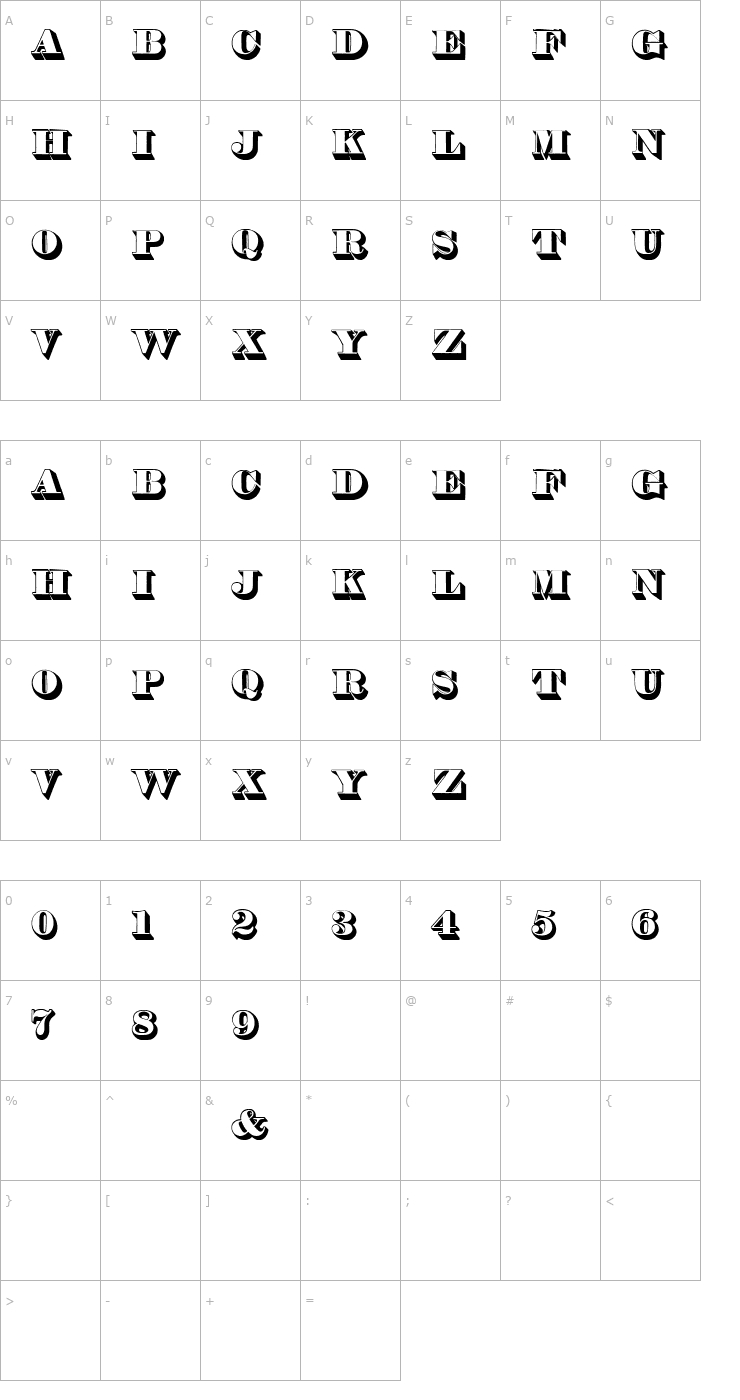 Character Map Thorne Shaded Font