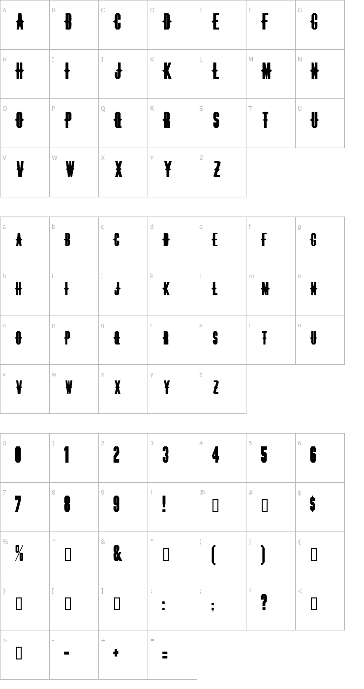 Character Map ThornsExtended Font