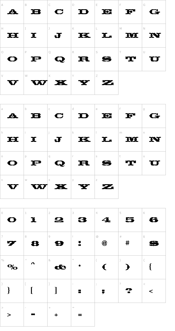 Character Map Thunderbird ICG Font