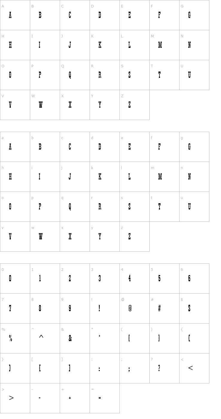 Character Map ThunderbirdDExtCon Font