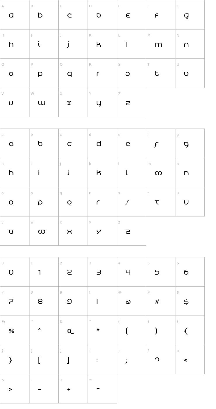 Character Map Tierra Blanca Font