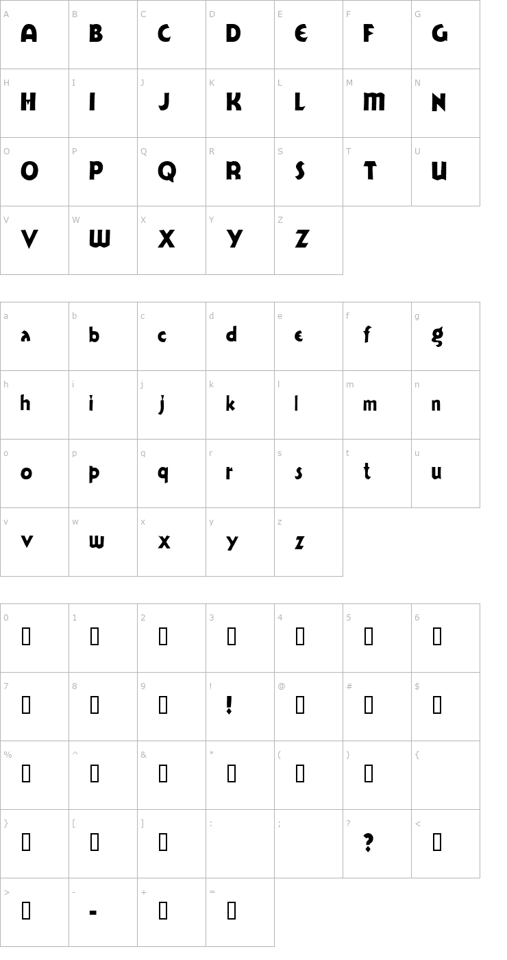 Character Map Tijuana Bible Font