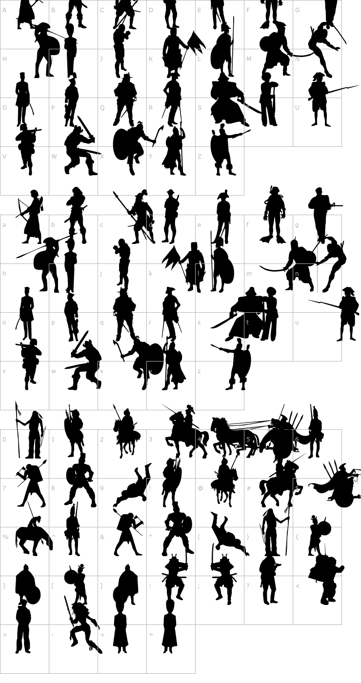 Character Map Time Warriors Font