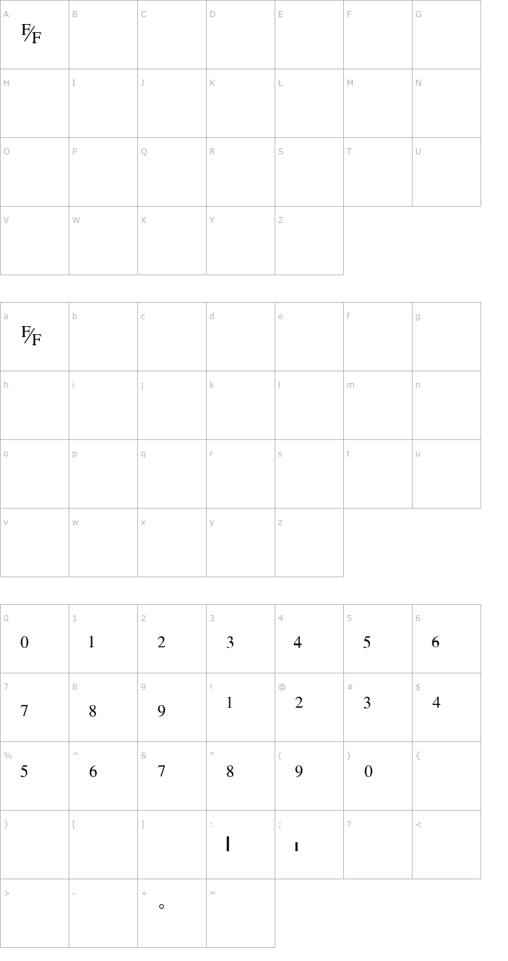 Character Map TimeFraction-E Font