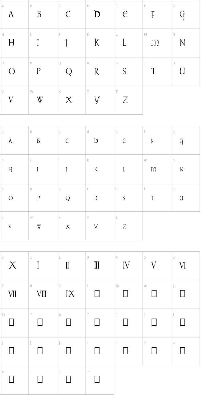 Character Map Times New Vespasian Font