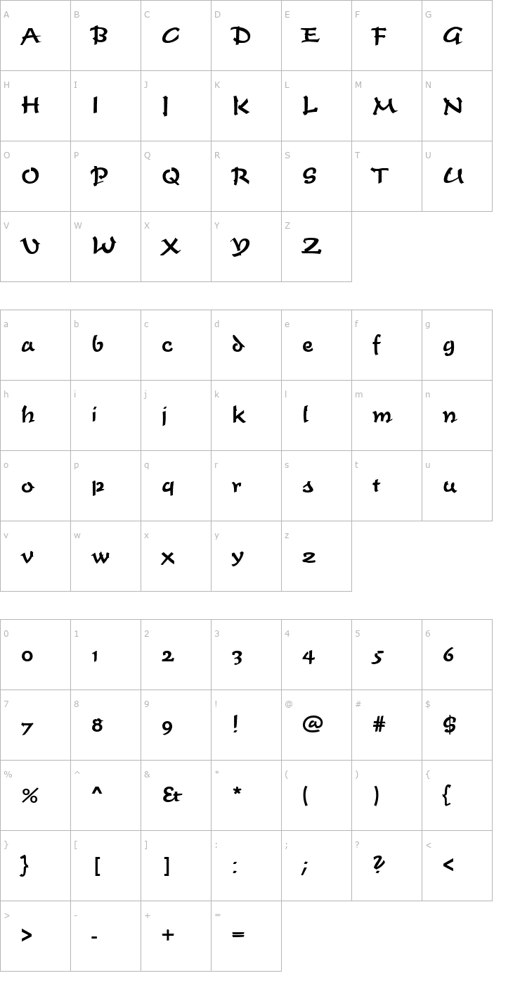 Character Map TimeScrDMed Font