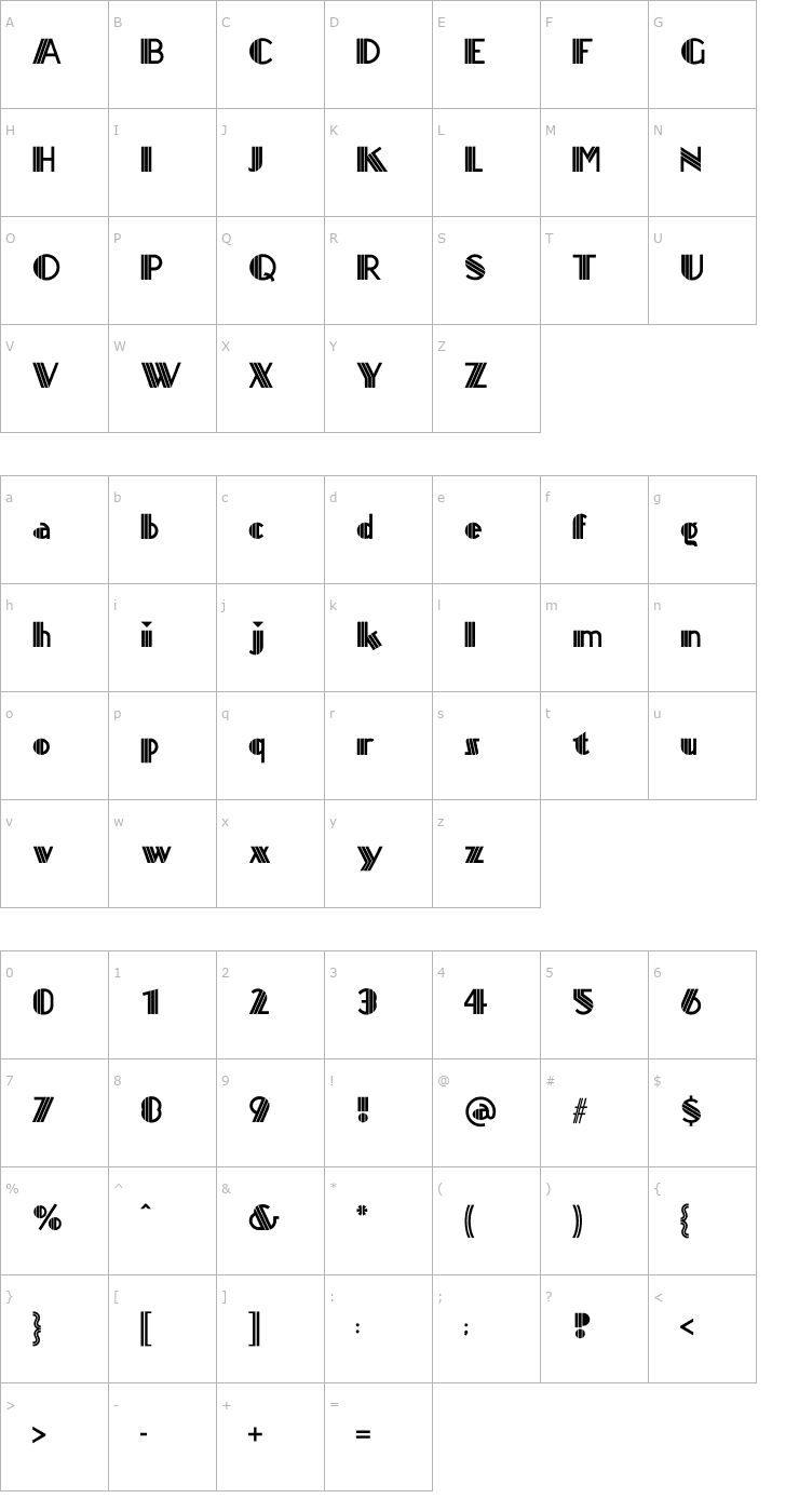 Character Map Titanick-Display Font