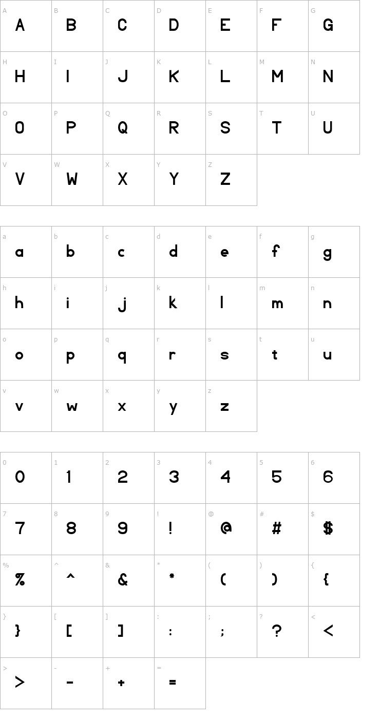 Character Map TL Sans Serif Bold Font