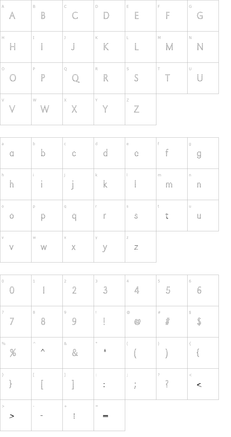 Character Map TomBeckerGradoC-Xlight Font