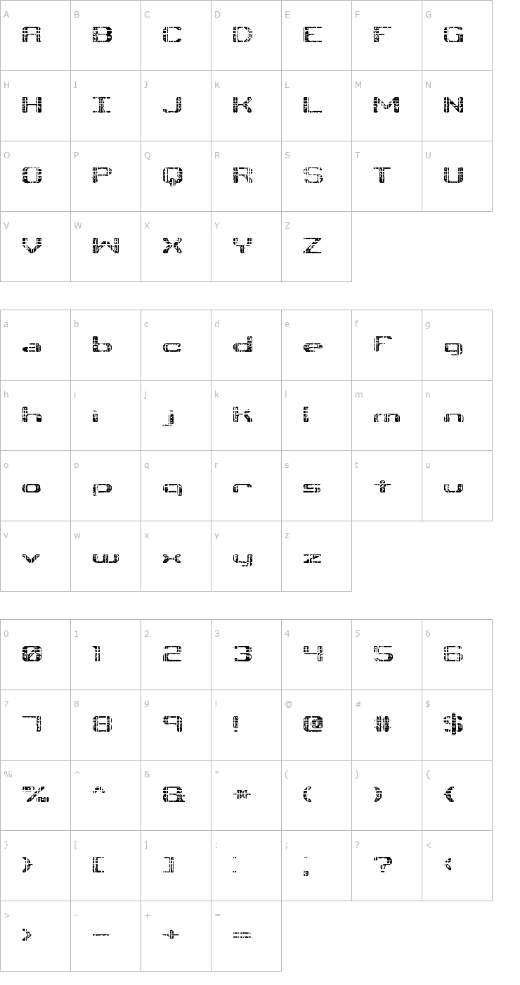 Character Map Tonik BRK Font