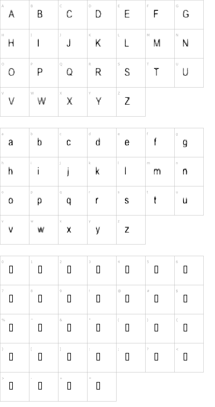 Character Map Too Damn Drunk Font