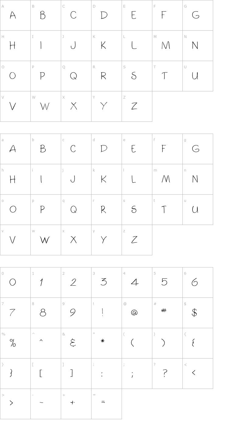 Character Map Toonz Regular Font