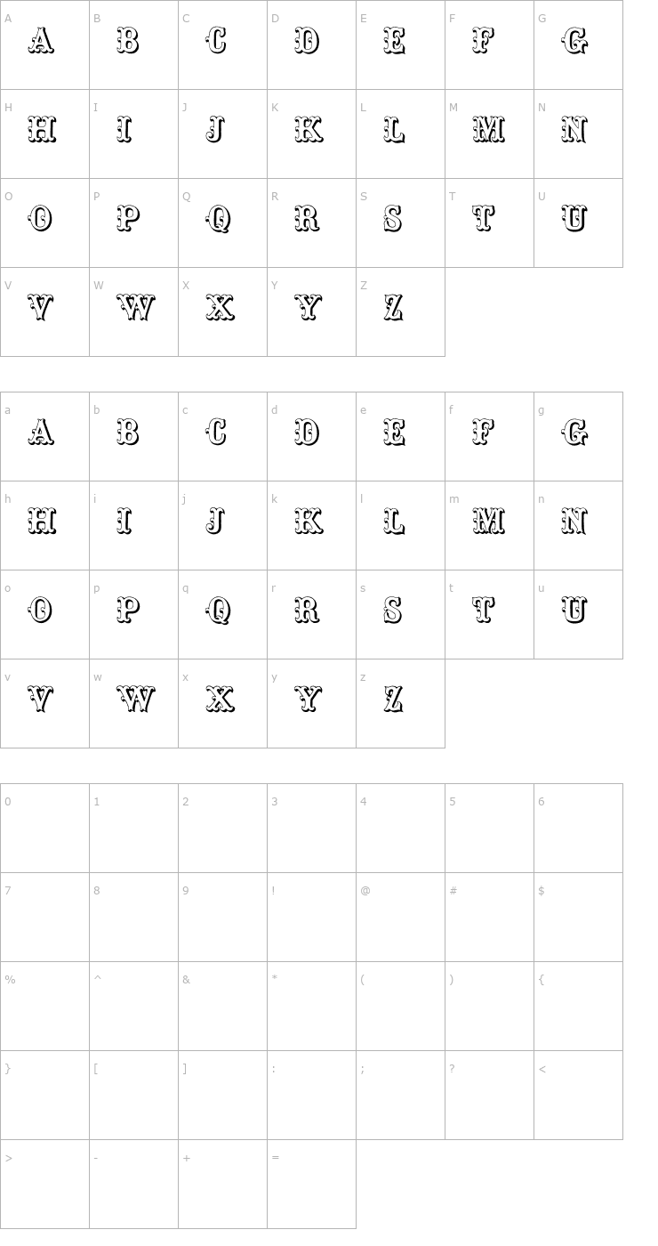 Character Map Toskanische Egyptienne Initialen Font