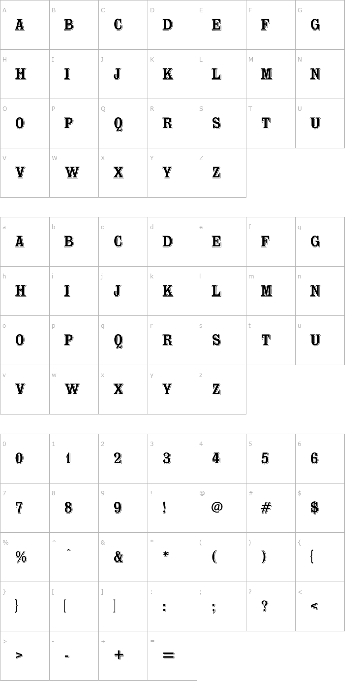 Character Map Toussant-Regular Font