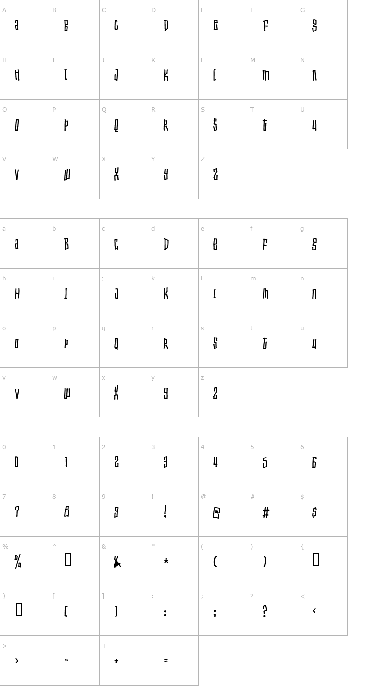 Character Map Toxic waist Font