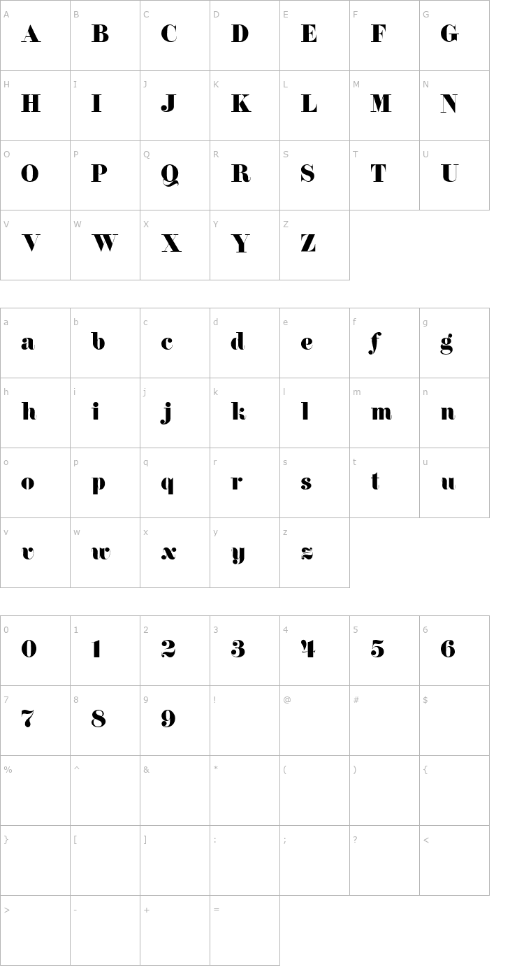 Character Map TQF_Florentine Font