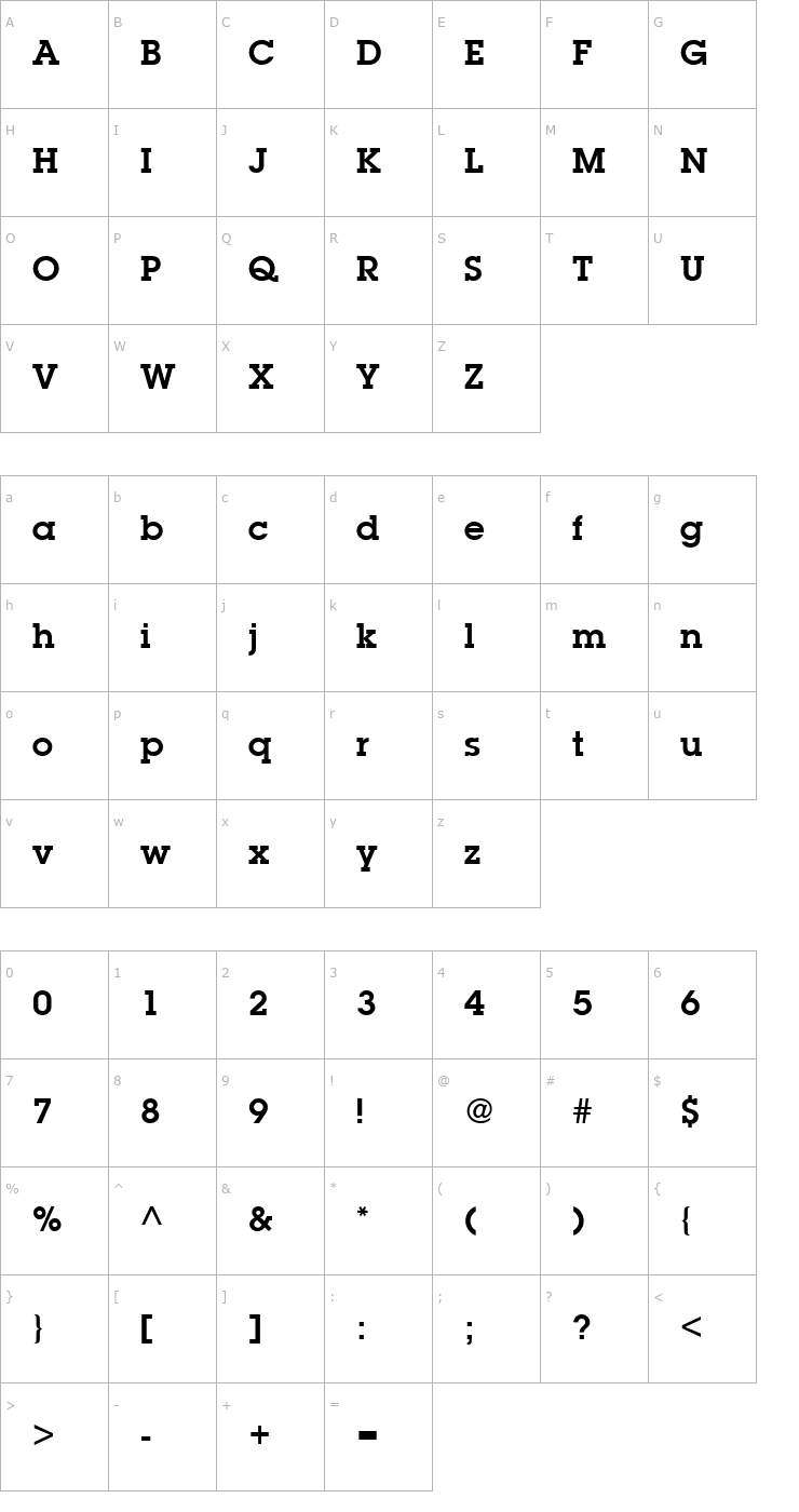 Character Map TR McLean Bold Font