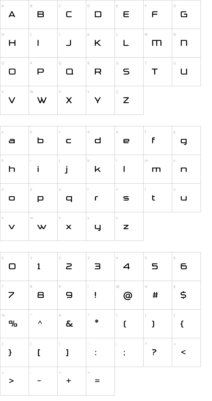 Character Map TradeMarker-Light Font