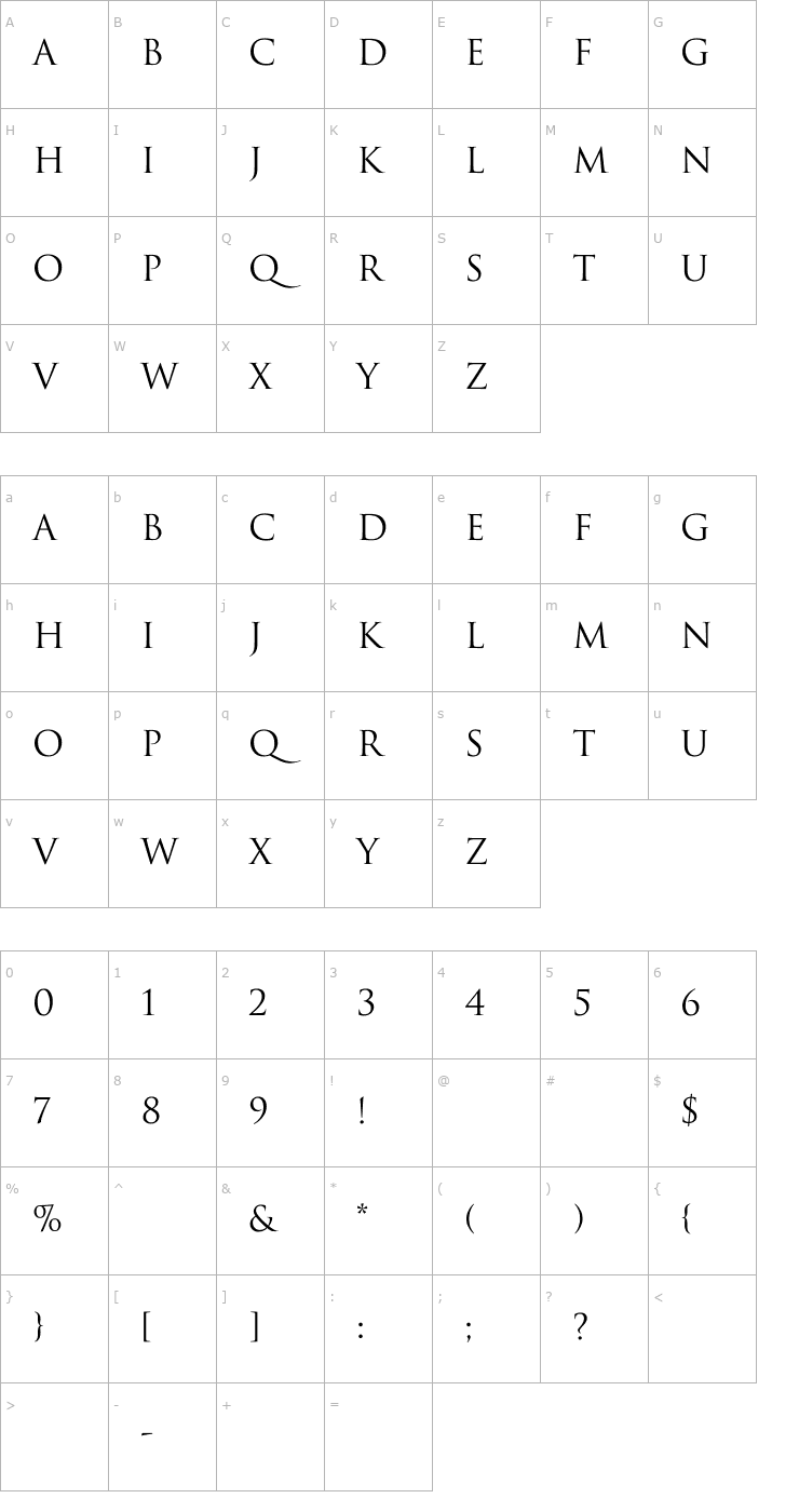 Character Map Trajax Font