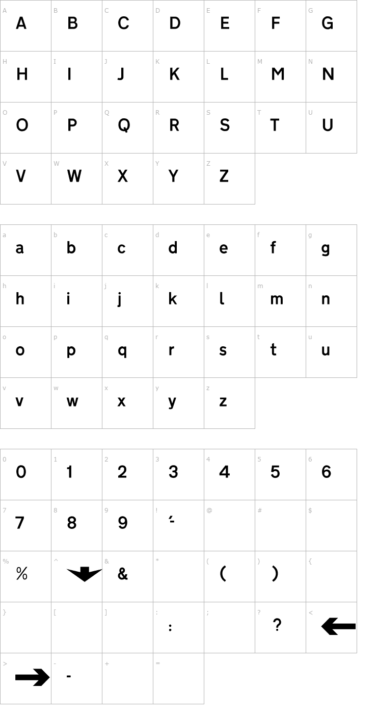 Character Map Transport Medium Font