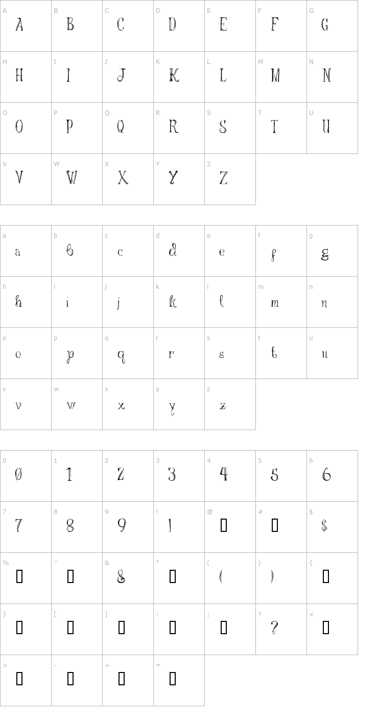 Character Map Trapeze Font