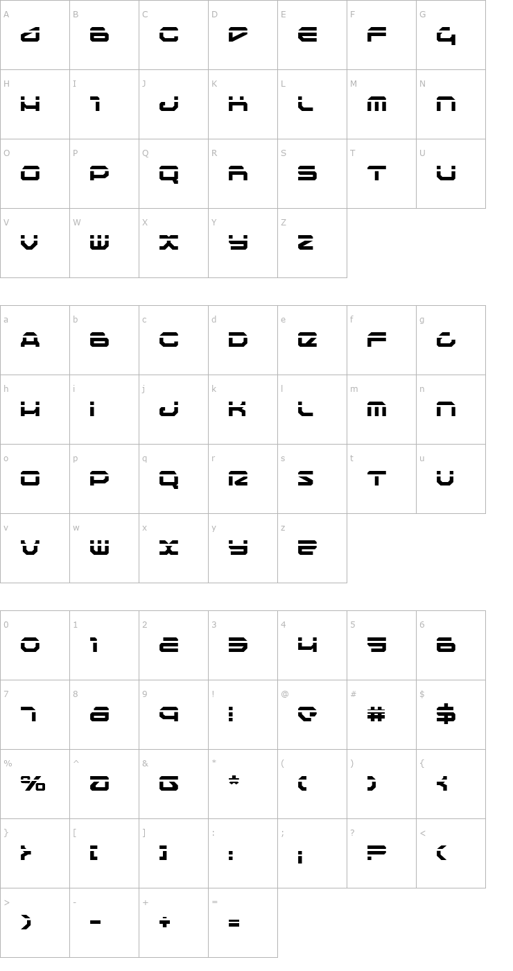 Character Map Traveler Laser Font