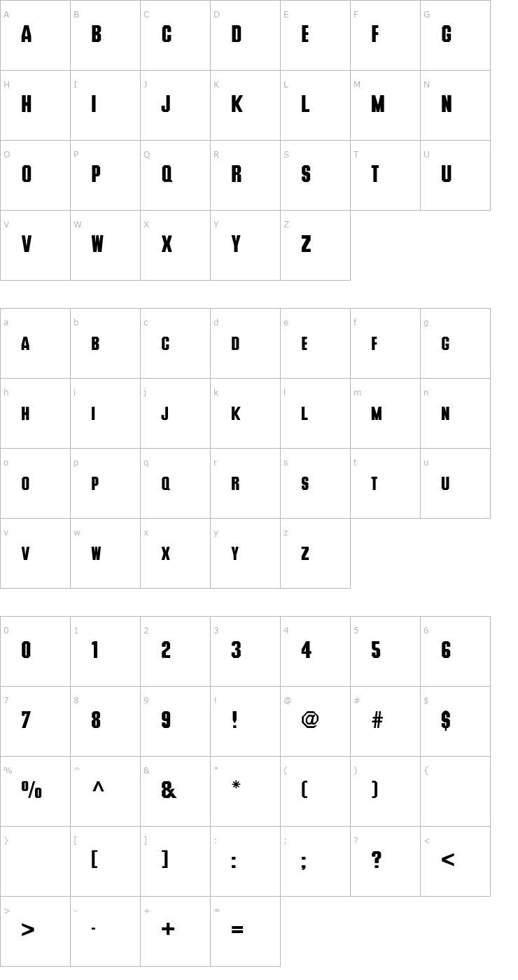 Character Map Trek Classic Ship Hull Font