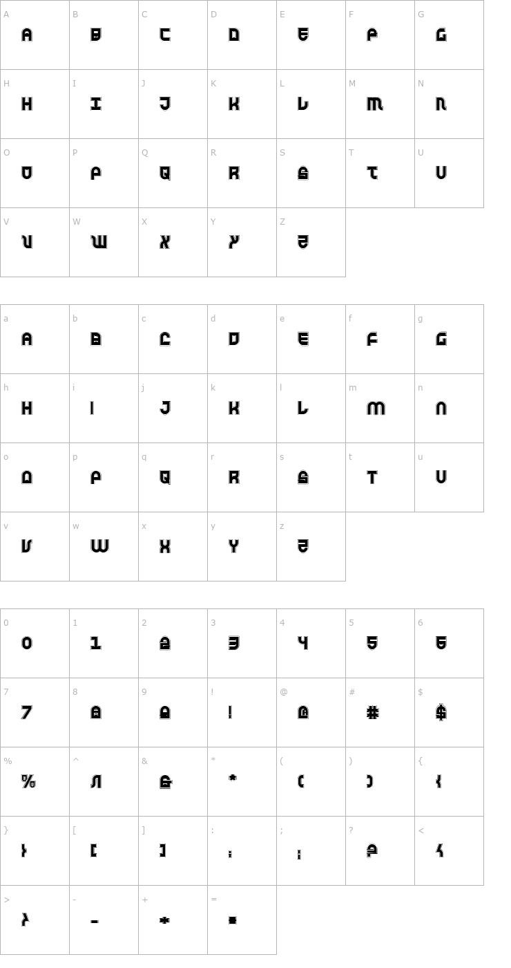 Character Map Trek Trooper Academy Font