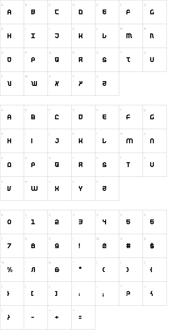 Character Map Trek Trooper Font