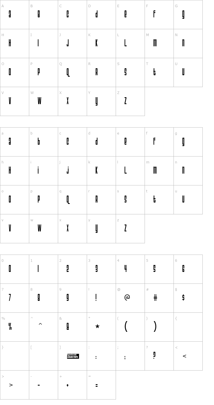 Character Map Triac 71 Font