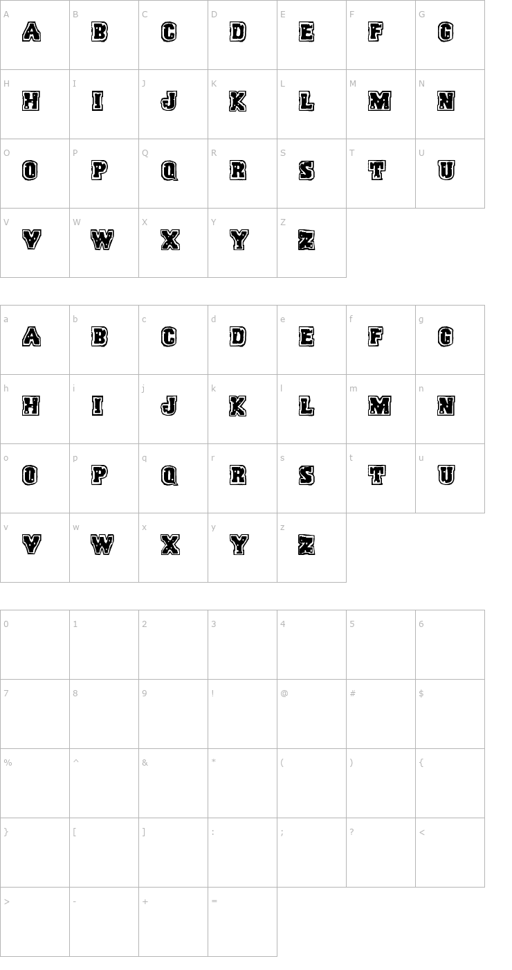 Character Map Trigun Font