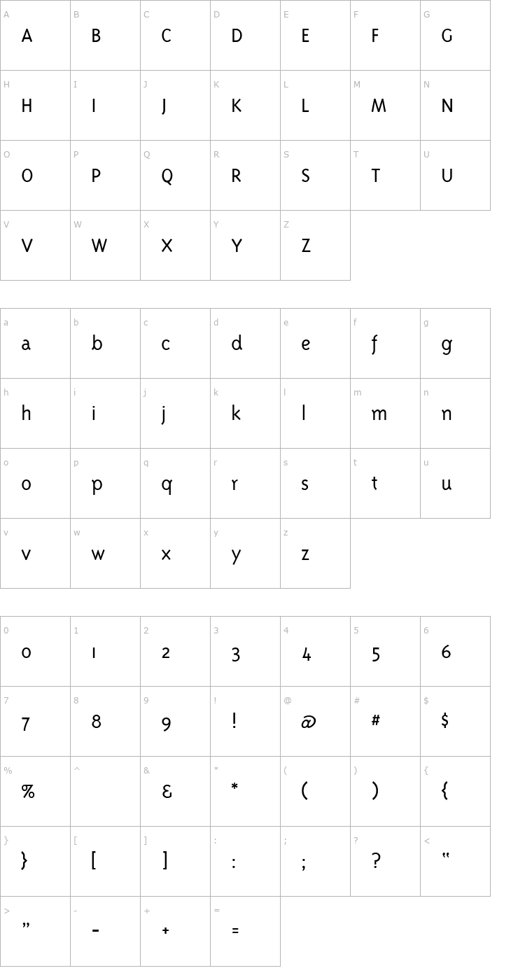 Character Map Triplex Light Font