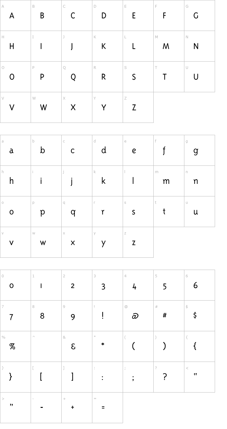 Character Map TriplexLight Font