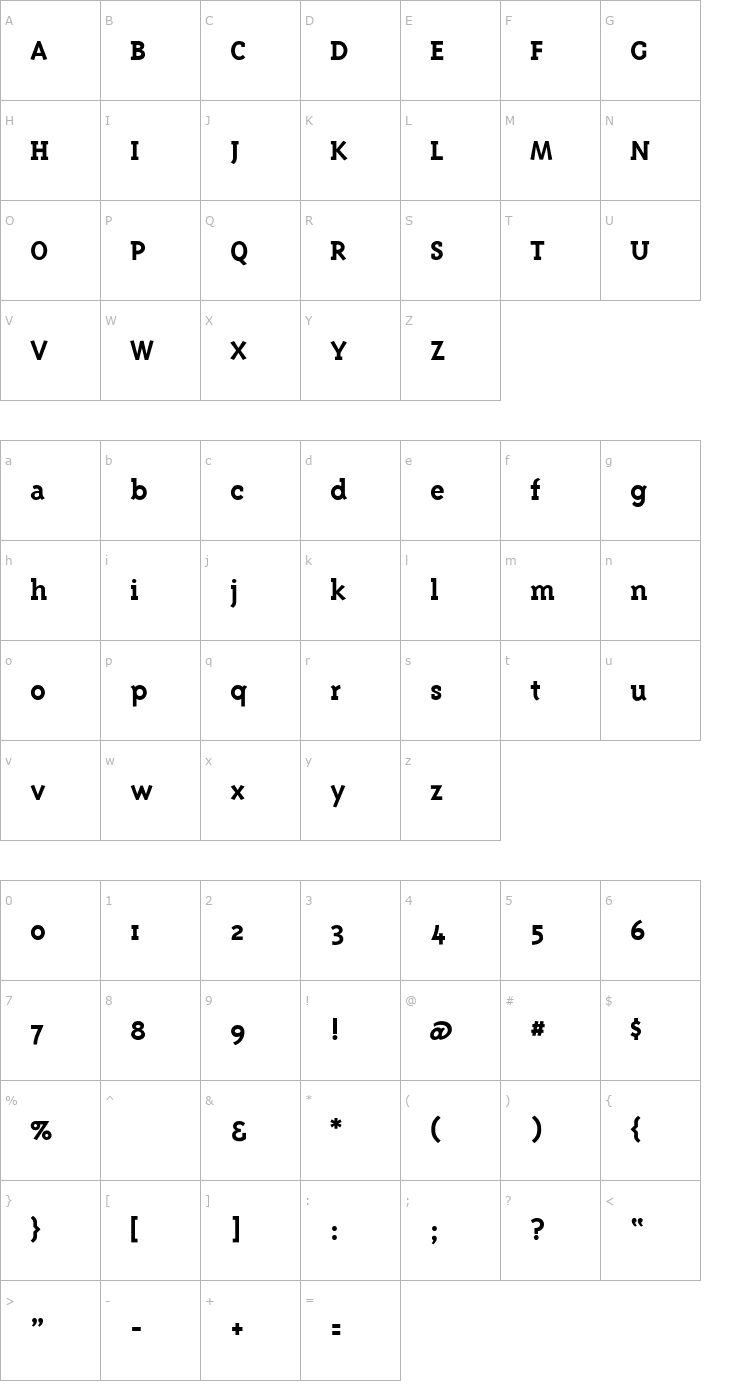 Character Map TriplexSerif-Bold Font