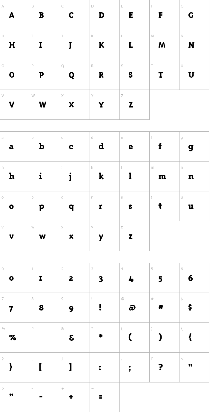 Character Map TriplexSerif-ExtraBold Font