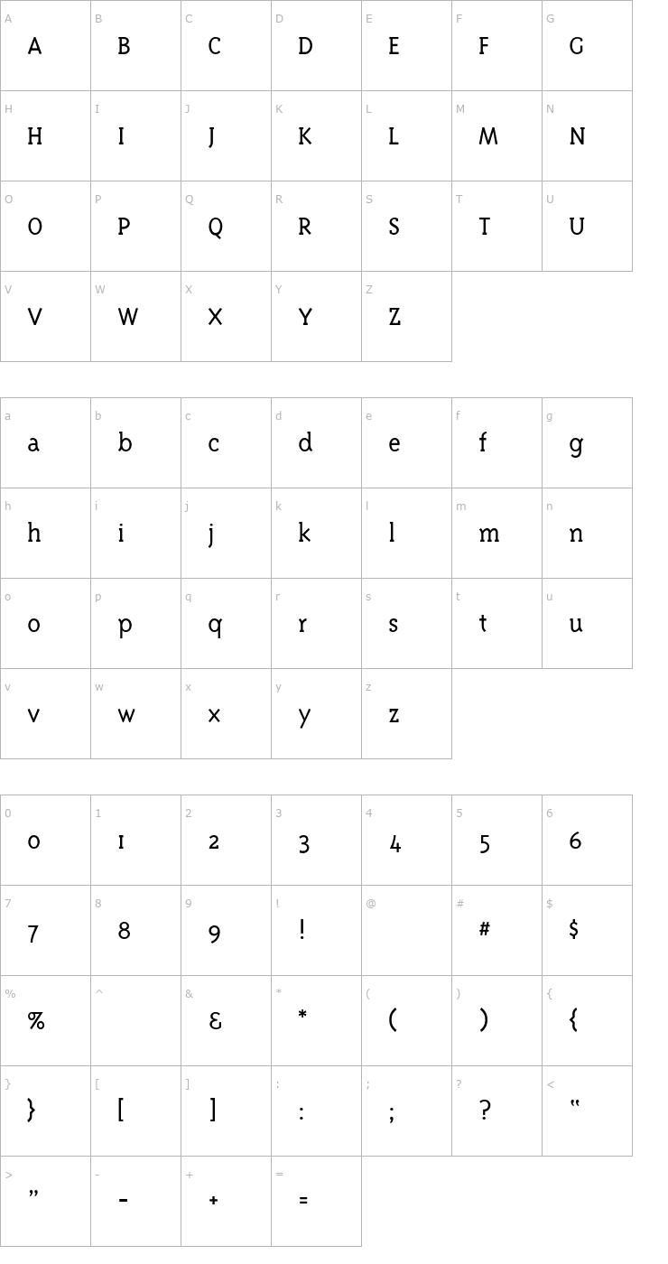 Character Map TriplexSerifLight Font