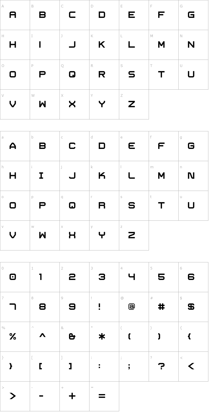 Character Map Trivial Bold Font