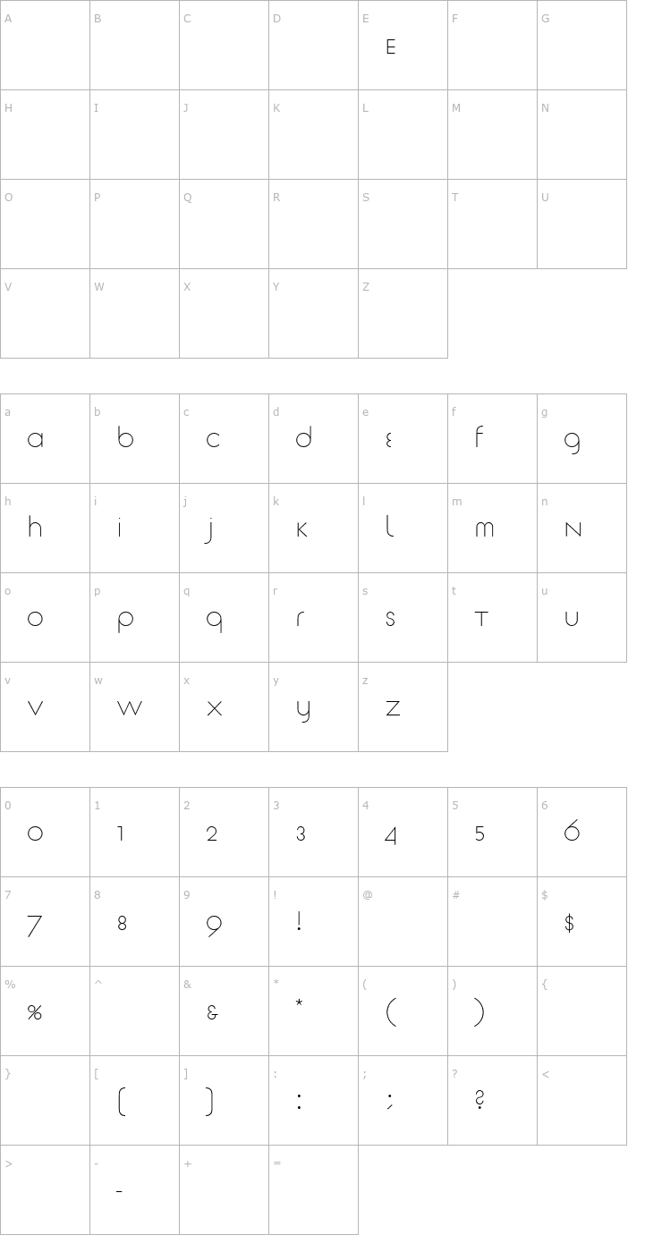 Character Map TschicholdArchiType Normal Font