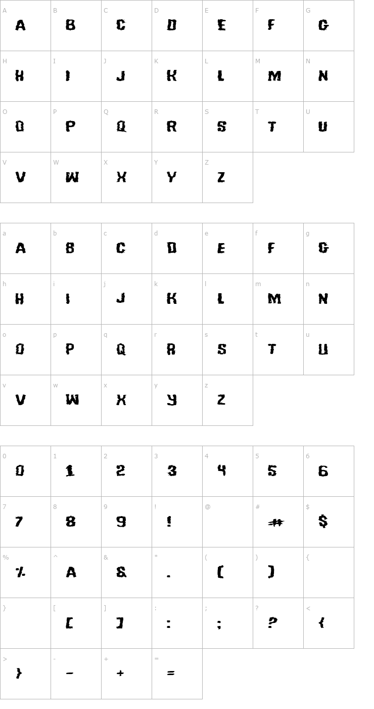 Character Map Tussle Expanded Font