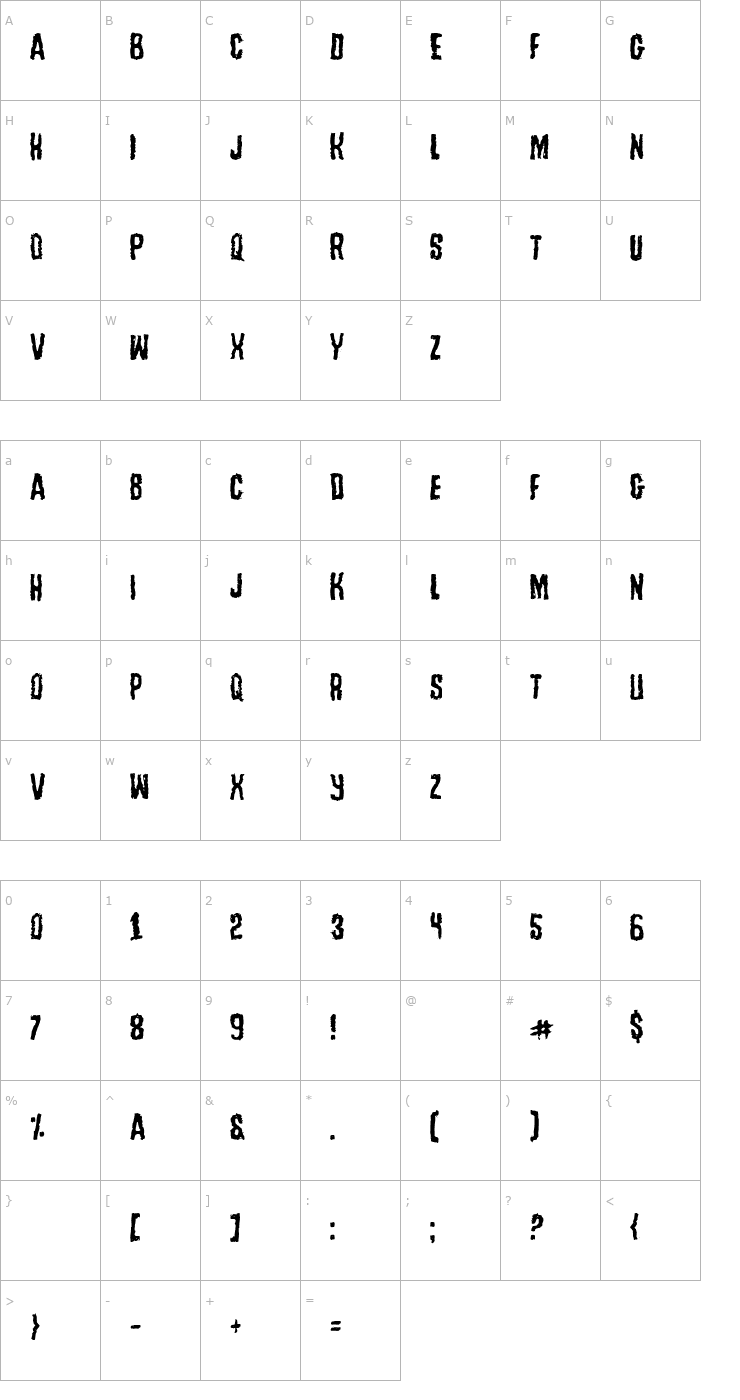 Character Map Tussle Font