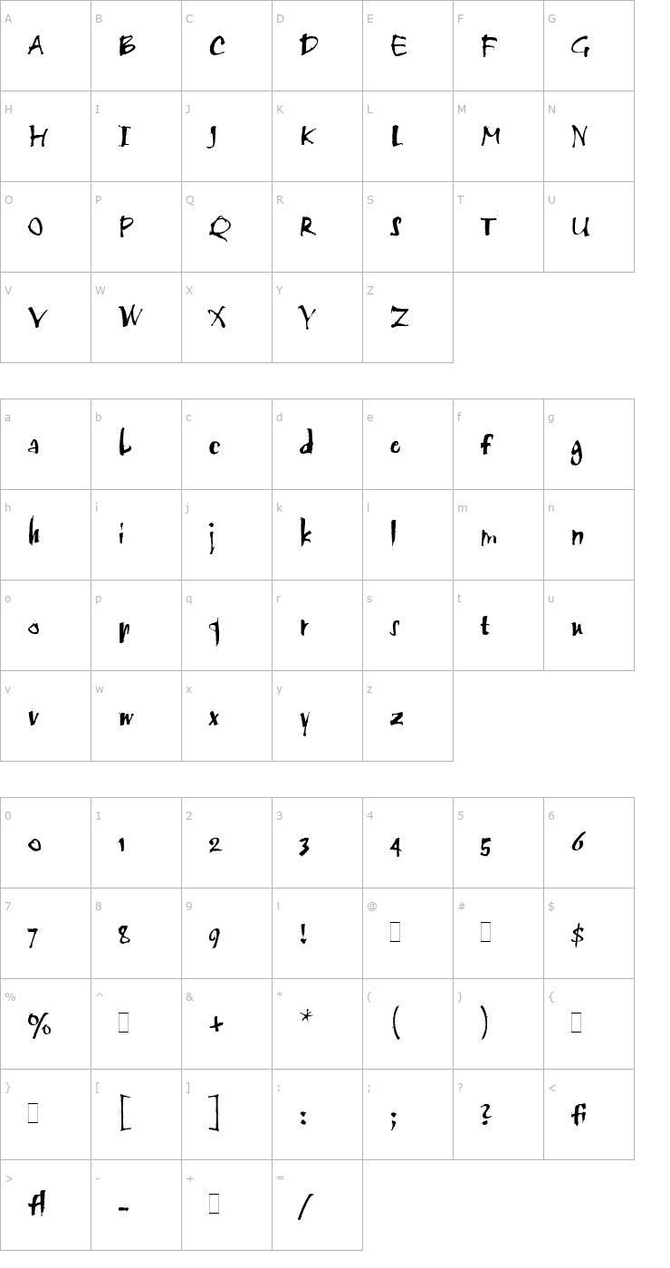 Character Map Twang LET Plain1.0 Font