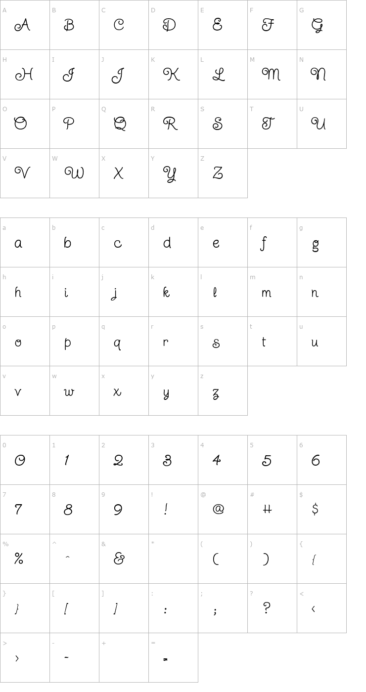 Character Map TwinkleStarROB Font