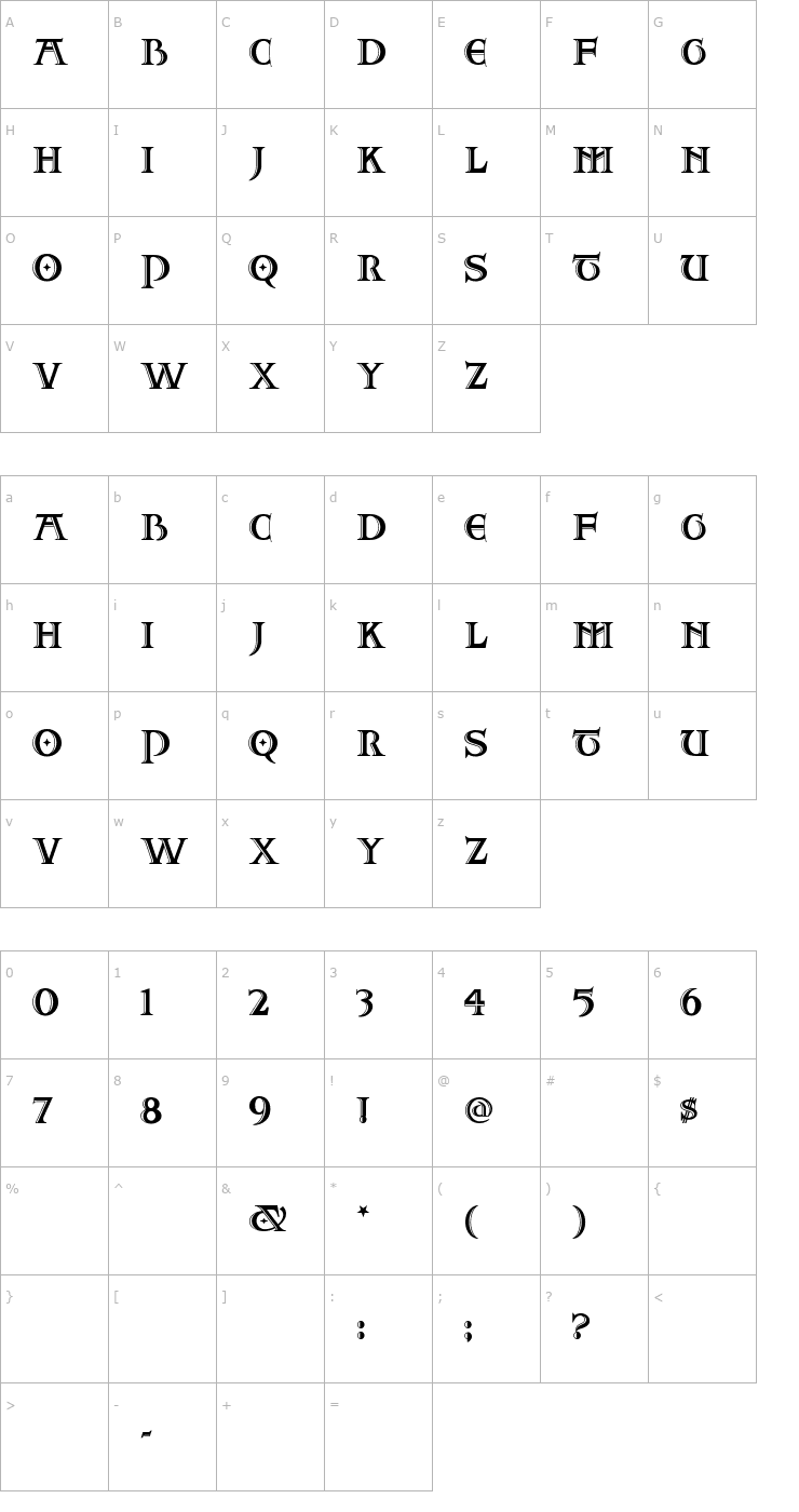 Character Map Two For Juan NF Font