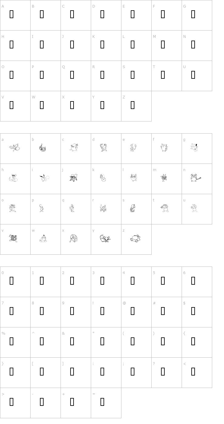 Character Map Tyler's Pokemon Font