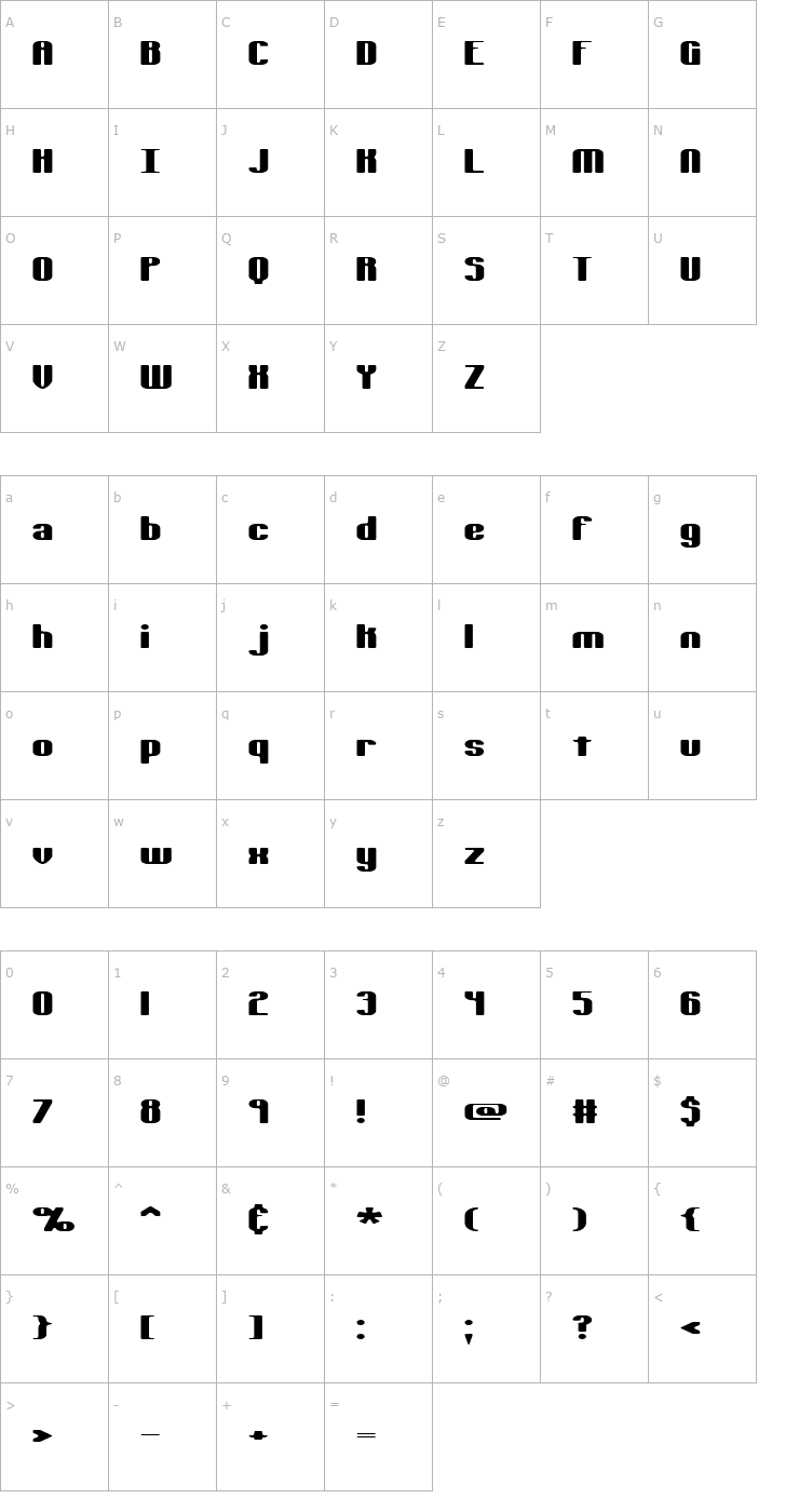 Character Map Typesource Extol S BRK Font