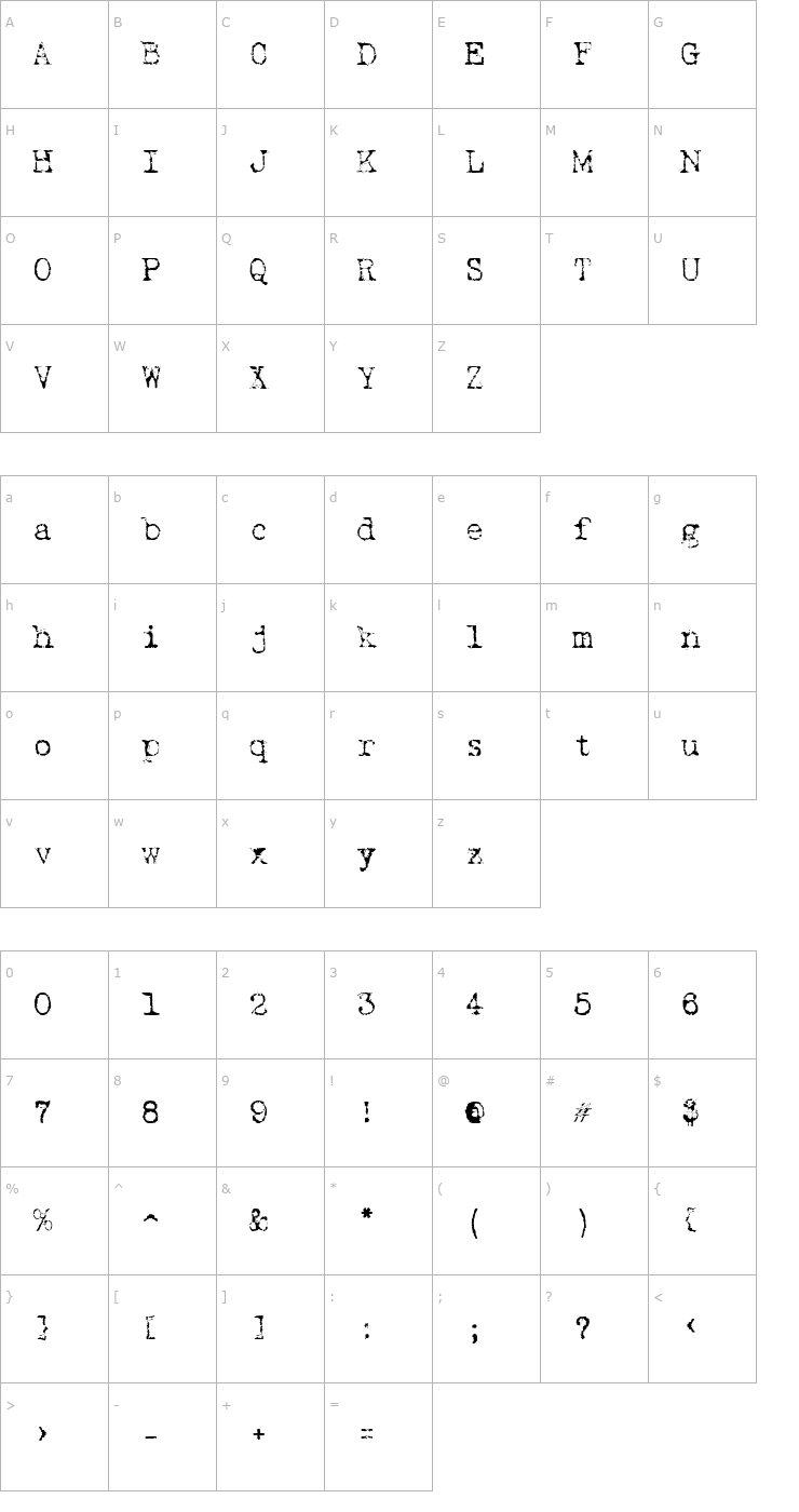 Character Map Typewriter New Roman Font