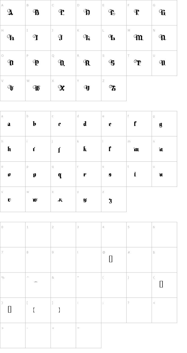 Character Map Tyrfing Demo Font