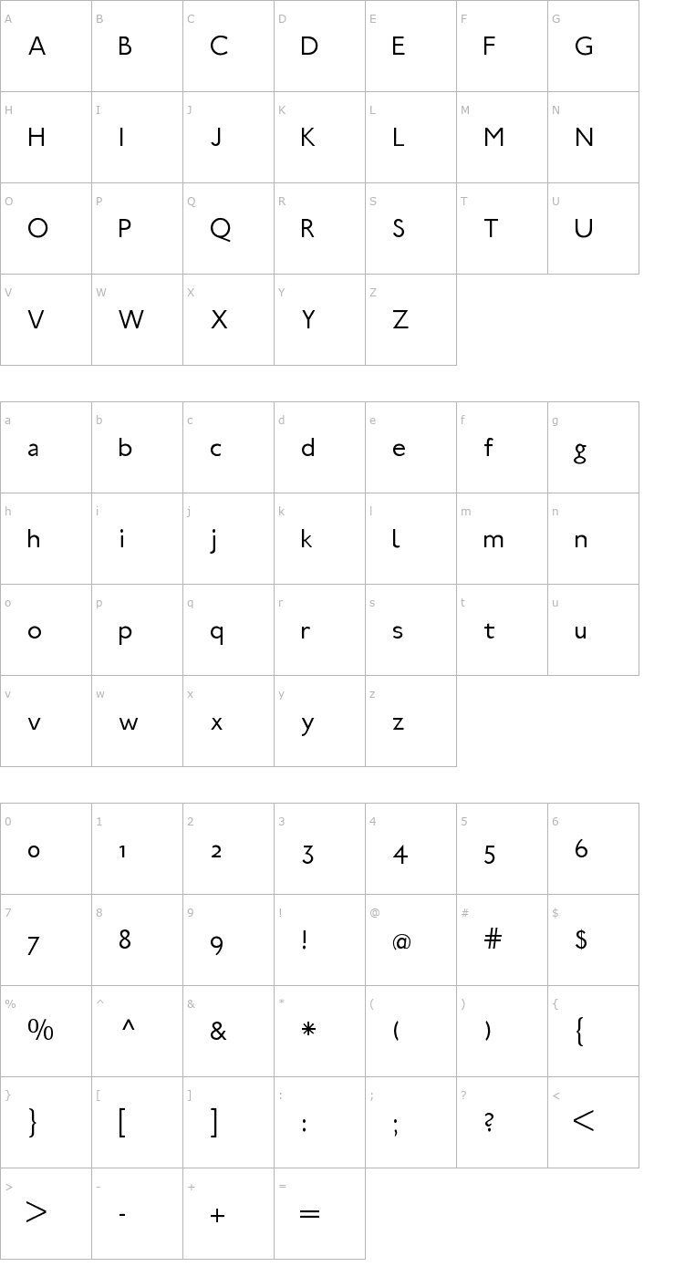 Character Map Ubahn-Light Font