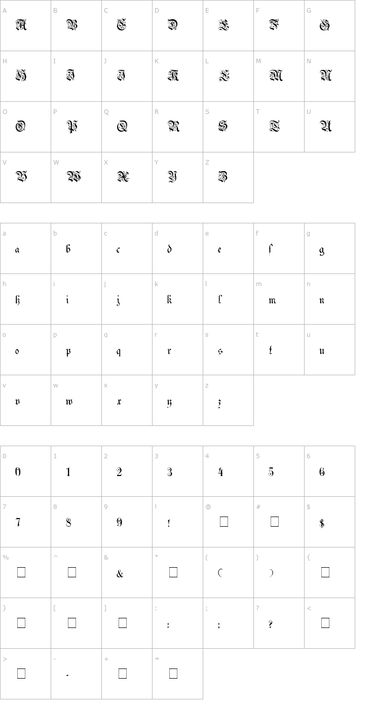 Character Map Uechi-Gothic Medium Font